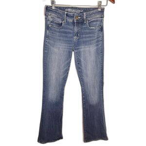 American Eagle 360 Super Stretch Denim Cotton Blend Bootcut Blue Jeans Pants 4L